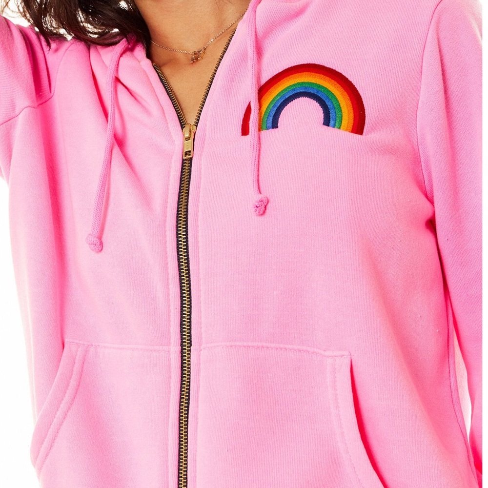 Pink Aviator Nation Jacket with Rainbow Embroidery